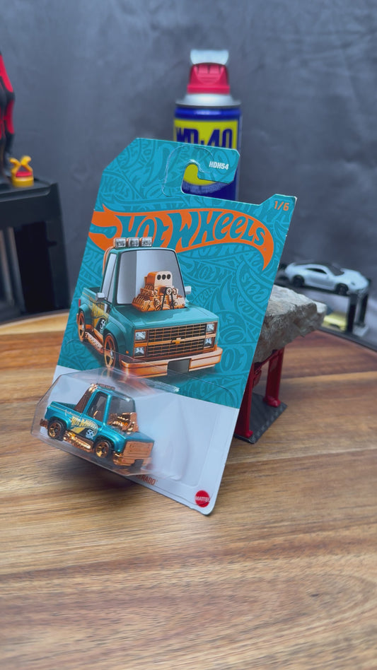 Hot Wheels 'Tooned '83 Chevy Silverado 54th Anniversary Pearl & Chrome series